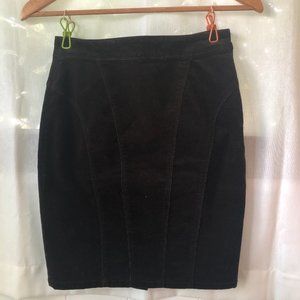 Cotton Black Corduroy Pencil Skirt